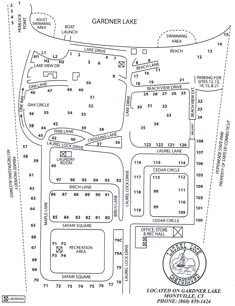 Laurel Lock Campground Map of Campsites.